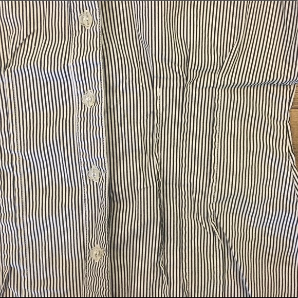 Black/white striped button-front blouse - Picture 3 of 5